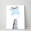 Kinderzimmerbilder / 2er Set Giraffe und Nilpferd-A4-blau grau Bild 2