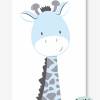 Kinderzimmerbilder / 2er Set Giraffe und Nilpferd-A4-blau grau Bild 4