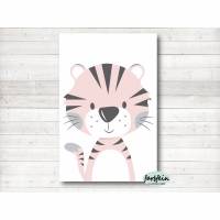 Kinderzimmerbild Tiger-A4-weiß/rosa Bild 1