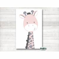 Bilder Kinderzimmer Poster Kinderbild Kinderzimmerbild Giraffe-A4-rosa Bild 1