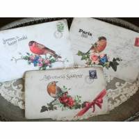 3 schöne Postkarten / Grußkarten / Dekokarten als Set mit romantischen Vintage Rosen Bild 1