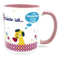 Hundesitterin: Tasse Hund personalisiert, Dankeschön Geschenk Gassigängerin mit Spruch, Hundeparadies rosa Bild 1