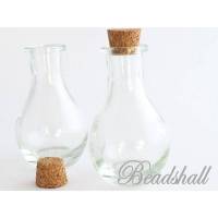 1 Glasflasche Form bauchige Vase mit Korken 48 ml Dekovase Bild 1