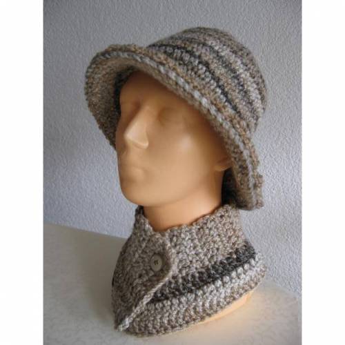 Damen Hut Hüte mit Krempe, Kragenschal & Stirnband - Braun/Beige im Farbverlauf Gr. 52/54
