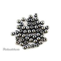 100 Glasperlen - rund 4 mm schwarz mit vakuumbeschichtung metallic hämatitfarben Bild 1