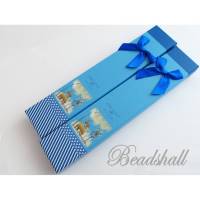 2 Geschenkschachteln, Schachteln, Schmuckverpackung Blau mit Motiv, Schleife Dunkelblau Bild 1