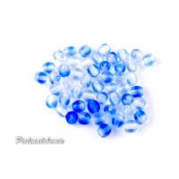 100 Glasperlen - rund 4 mm blau-kristall 2-farbig transparent Bild 1