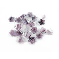 10 Blümchen 10 mm flach amethyst lila gestreift transparent matt / glänzend Bild 1