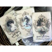 Tolles 3-er Postkarten / Grußkarten Set mit romantischen Vintage Motiven in feinem französischen Stil. Bild 1