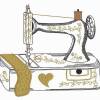 3 x Stickdatei  "  alte Nähmaschine, Scheiderbüste, Schere mit Nähgarn " bitte Format auswählen Bild 3