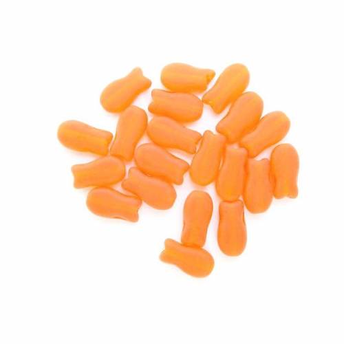 25 Glasperlen Fische 9 mm - orange mattiert