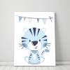 Kinderzimmerbild süßer Tiger mit Wimpelkette-A4-weiß/blau Bild 2