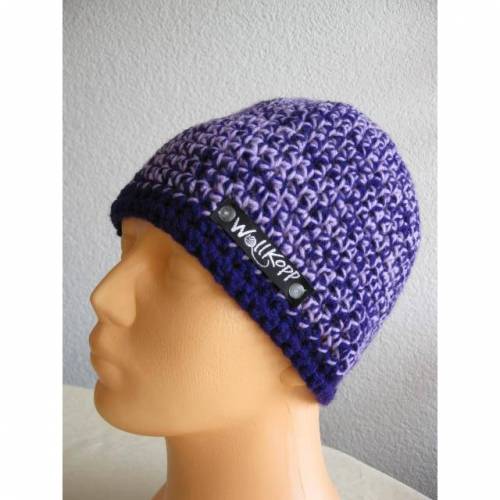 Beanie Mützen Unisex - Dunkellila/Helllila 2-farbig meliert (mix) Gr. 52/54 cm KU