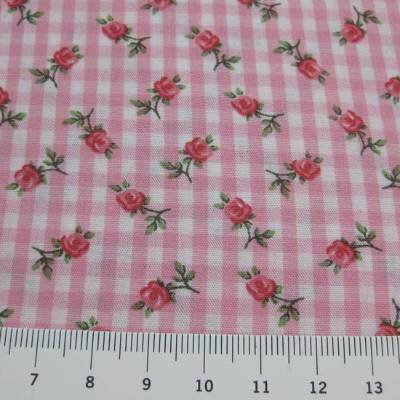 Trachtenstoff  Dirndlstoff  Popeline Vichy-Karo Rosen rosa/weiß, Oeko-Tex Standard 100(1m/12,-€)