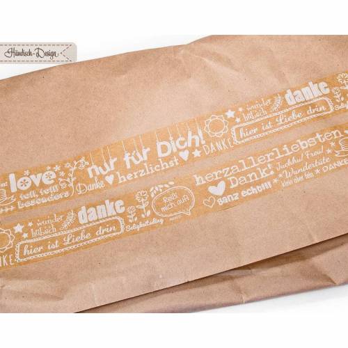 Papierklebeband "herzallerliebsten Dank" weiß 38mm