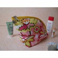 besondere halbrunde Kosmetiktasche,  Utensilo, Kulturbeutel, Make-up Tasche mit Reißverschluß, Bild 1