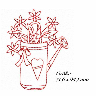 Stickdatei Gieskanne Redwork 10x10