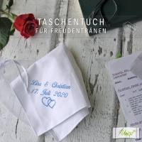Freudentränen-Taschentuch -Stickerei -  Gastgeschenk - Hochzeit - give away Bild 1
