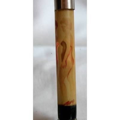 Original Flaschenöffner aus den 50er Jahren – Sammlerstück, nackt oder angezogen, 2 Frauen im Bikini, H = 11 cm