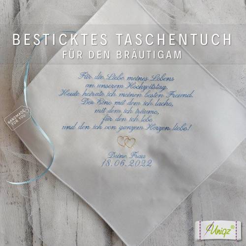 Freudentränen-Taschentuch - Bräutigam - Stickerei - Geschenk - Hochzeit