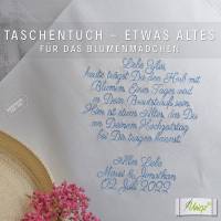 Freudentränen-Taschentuch -Stickerei - Blumenmädchen - Gastgeschenk - Hochzeit Bild 2