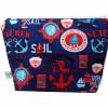 Kosmetiktasche blau Meer rot Anker weiß maritim Streifen gestreift handmade Bild 2