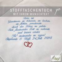 Freudentränen-Taschentuch - Stickerei - Wunschtext  -  Gastgeschenk - Hochzeit - bis 190 Zeichen Bild 1