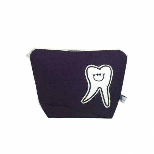 Kosmetiktasche lila violett pflaume creme Zahn Zahnpflege handmade Tasche Zähne