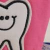 Kosmetiktasche Schminktasche pink rosa weiß Zahn Zahnpflege Zähne kariert Karo handmade Bild 4