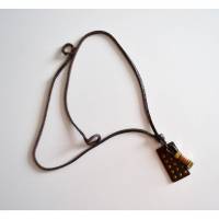 Leder-Halskette dunkelbraun/gold Bild 1