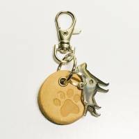LEDER- Schlüsselanhänger "RETRIEVER" mit Pfote Handarbeit beige rund Concho Bild 3