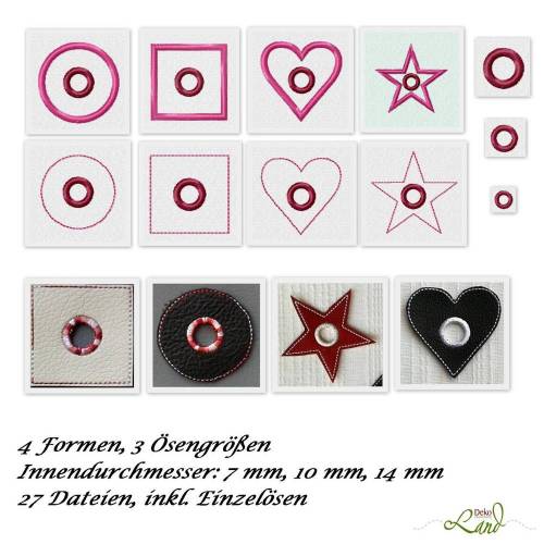 Stickdatei Ösen Applikationen