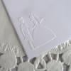 Hochzeitskarte in weiß/weinrot mit gestempeltem Brautkleid und einer Fliege Bild 5