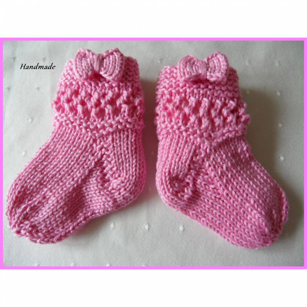 Babysöckchen*Babyschuhe*Socken*gestrickt*Handarbeit*zartrosa*ca 9,5 cm*Taufe 