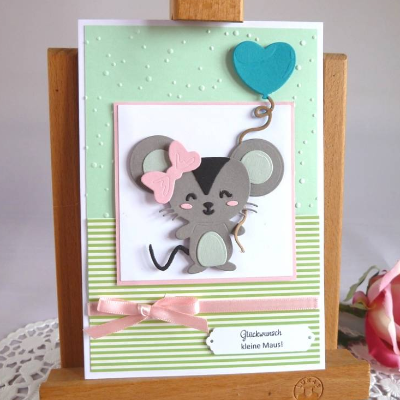 Geburtstagskarte Maus für ein Mädchen 