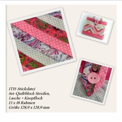 ITH Stickdatei Quiltblock Set Streifen 13x18