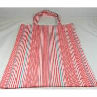 Einkaufstasche Stoffbeutel rosa blau Streifen weiß gestreift Tasche handmade Bild 1