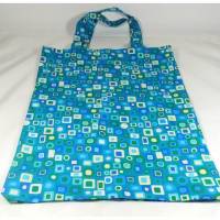 Einkaufstasche Baumwolle Stoffbeutel nachhaltig Karo grün blau türkis Geschenk Einzug Studium Bild 1
