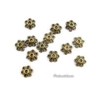 50 Perlkappen Zinklegierung  bronzefarben -  Blume  6 mm Bild 1