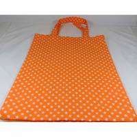 Einkaufstasche Stoffbeutel Sterne orange weiß handmade Bild 1