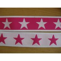 1 m Gummiband Taillenband Elastic Sterne Doubleface  rosa/pink 40mm Oeko-Tex Standard 100 (1m/2,50 €) Bild 1