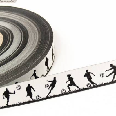 Fußballspieler Webband schwarz/weiß – 1m, 20mm breit, 100% Polyester, hochwertiges Nähzubehör