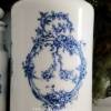 Vintage Vorratsdosen, Vorratsbehälter, Glasdosen Set aus Opalinglas mit großen, blauen Ornament. Bild 4