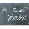 Haustürschild Pusteblume aus Schiefer für die Familie mit Name personalisiert, Schieferschild handgemalt Bild 2