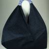 Origami-Tasche XXL Shopper Beutel japanische Einkaufstasche Bento-Bag blauer Cordstoff gestreift Bild 5