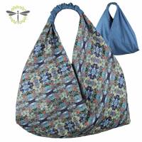 Origami-Tasche XXL Shopper Beutel japanische Einkaufstasche Bento-Bag blau bunt gemustert Bild 1