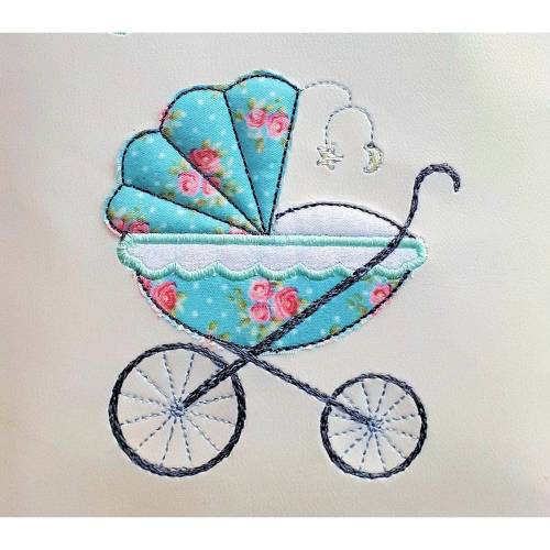 Stickdatei Applikation Kinderwagen