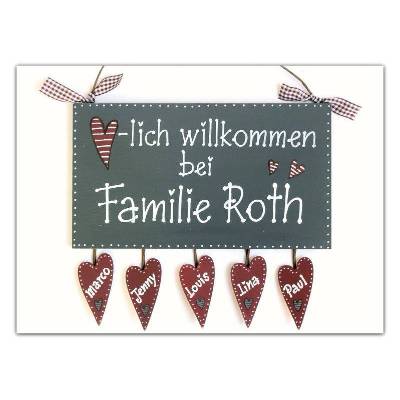 personalisiertes Hochzeitsgeschenk Türschild Familie mit Name, exklusives Geschenk für das Brautpaar zur Hochzeit
