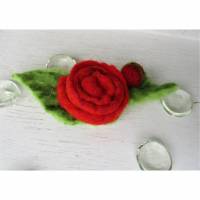 rote Filzbrosche gefilzte Rosenblüte Bild 1