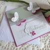 Hochzeitskarte quadatisch in hellgrau/weiß/pink mit Schmetterlingen Bild 2